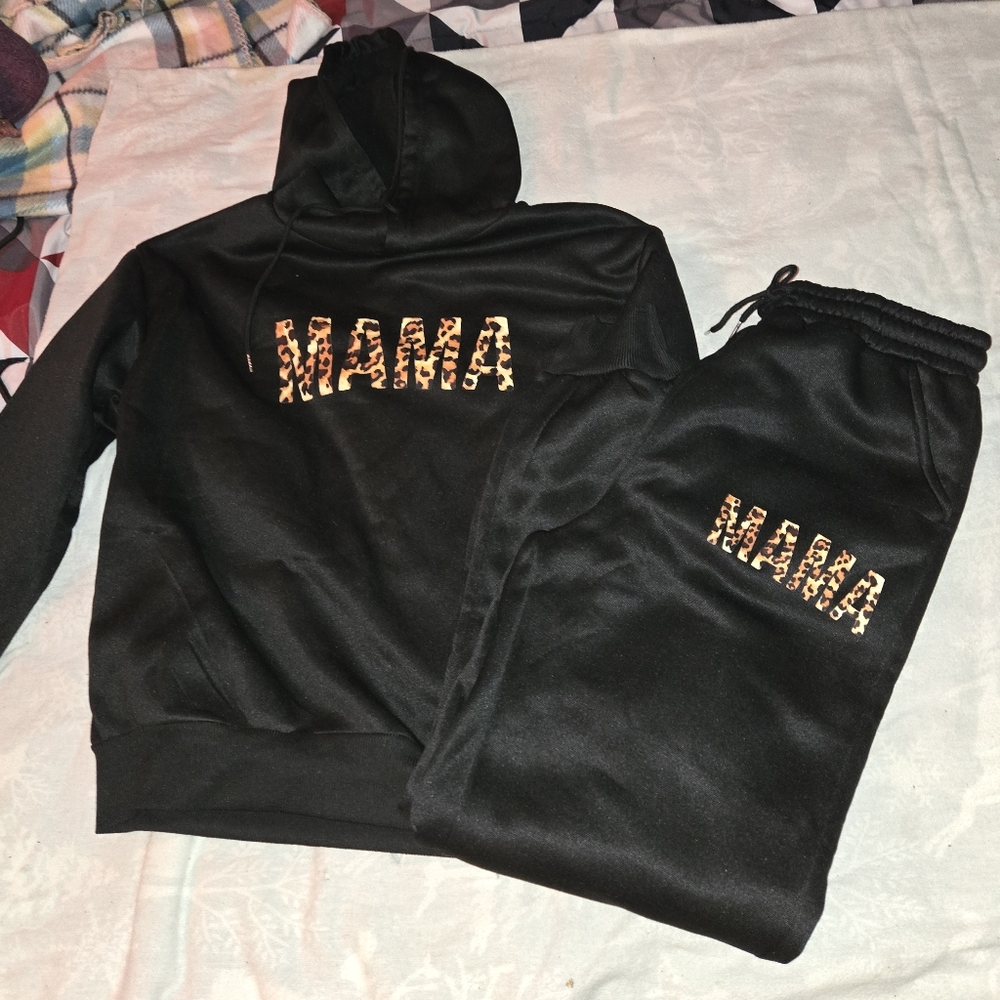 Black Hoodie and Sweatpants with Leopard Print